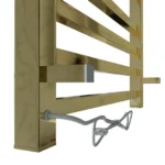 Toalheiro Térmico Quadrado Dourado Polido Kazalinda Bivolt com Timer Touch posição tomada