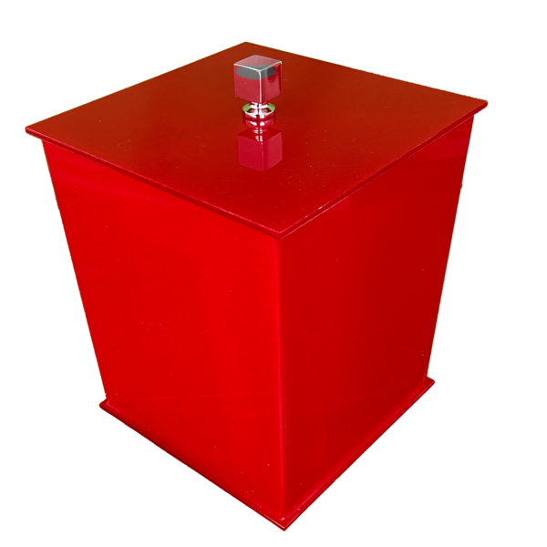 Lixeira Em Acrílico Quadrada Sem Strass Cereja Decor Acrílicos