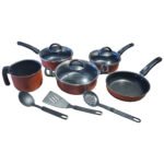 Jogo De Panelas Alumínio Antiaderente 8 Pçs Tampa De Vidro