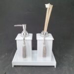 Kit Potes Em Acrílico Para Banheiro 3 Pçs Luxo K15br1 Branco - Imagem 2