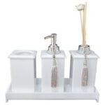 Kit Potes Em Acrílico Para Banheiro 4 Pçs Luxo K15br4 Branco