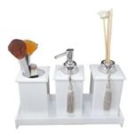 Kit Potes Em Acrílico Para Banheiro 4 Pçs Luxo K15br4 Branco - Imagem 2