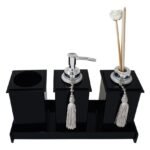 Kit Potes Em Acrílico Para Banheiro 4 Pçs Luxo K15pt4 Preto