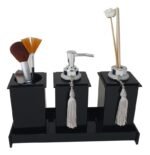 Kit Potes Em Acrílico Para Banheiro 4 Pçs Luxo K15pt4 Preto - Imagem 2