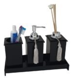 Kit Potes Em Acrílico Para Banheiro 4 Pçs Luxo K15pt4 Preto - Imagem 3