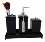 Kit Potes Em Acrílico Para Banheiro 4 Pçs Luxo K15pt5 Preto - Imagem 2