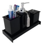 Kit Potes Em Acrílico Para Banheiro 4 Pçs Luxo K15pt5 Preto - Imagem 3