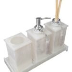 Kit Potes Em Acrílico Para Banheiro 4 Pçs Luxo K15pe4 Pérola