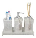 Kit Potes Em Acrílico Para Banheiro 4 Pçs Luxo K15pe4 Pérola - Imagem 2