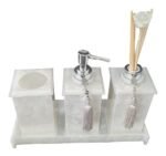 Kit Potes Em Acrílico Para Banheiro 4 Pçs Luxo K15pe4 Pérola - Imagem 3