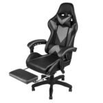 Cadeira de escritório Gamer Ergonômica Apoio Pés Preta 3315