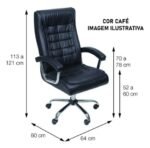 Cadeira Presidente Office Oslo Rodízio com Molas Café - Imagem 4