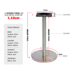 Base de Mesa Inox Redonda OR 2202 Bistrô Tampos até 100cm - Imagem 2