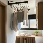 Varal Individual de Parede em Alumínio Preto 10 Varetas - Kazalinda