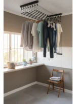 Varal de Teto Individual Alumínio Preto 10 Varetas de 80cm a 150cm - Imagem 4