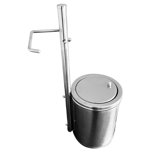 Papeleira Redonda De Chão Com Lixeira Inox Lavabo Banheiro