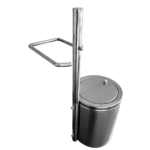 Papeleira Redonda De Chão Com Lixeira Inox Lavabo Banheiro - Imagem 2