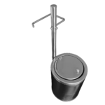 Papeleira Redonda De Chão Com Lixeira Inox Lavabo Banheiro - Imagem 3