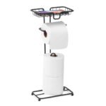 Porta Papel Higiênico De Chão Com Suporte Celular Black 2369 - Imagem 2