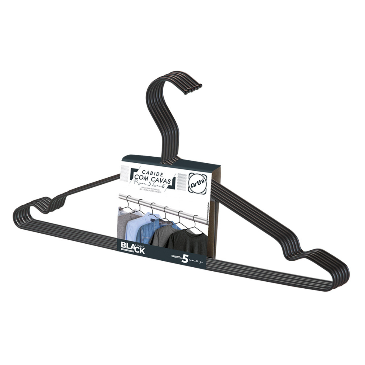 6659537-1200.png Conjunto 6 Cabides Tintura Com Cavas Black 2498 Arthi - Imagem 1