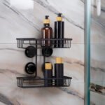 Prateleira Dupla Shampoo Retangular Black Ventosa 2606 Arthi - Imagem 2