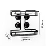 Prateleira Dupla Shampoo Retangular Black Ventosa 2606 Arthi - Imagem 3