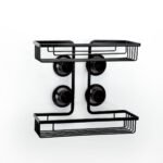 Prateleira Dupla Shampoo Retangular Black Ventosa 2606 Arthi - Imagem 4