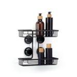 Prateleira Dupla Shampoo Retangular Black Ventosa 2606 Arthi