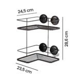 Cantoneira Dupla Black Piatina Ventosa Redonda 2607 Arthi - Imagem 3