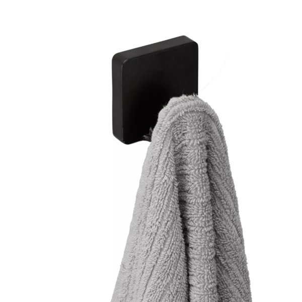 Gancho Toalha Banheiro Ventosa Black 2658 Arthi - Sem Furos Suporte Multiuso Preto
