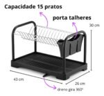 Escorredor Master Preto Com Bandeja 1043 Arthi - Imagem 4