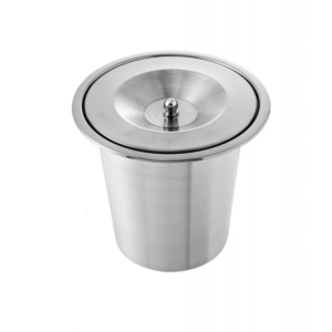 Lixeira de Embutir 8 Litros Ecobin com Tampa Inox 304 Escovado e Balde Alumínio Repuxado para Bancada de Cozinha