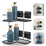 Cantoneira dupla Ultra Black com ventosa quadrada Arthi 2657 usabilidade em fundo branco