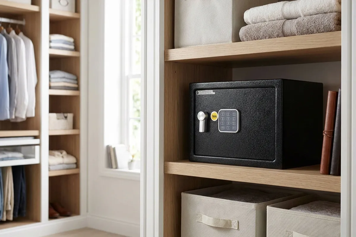 Cofre digital Yale Value Home em ambiente residencial