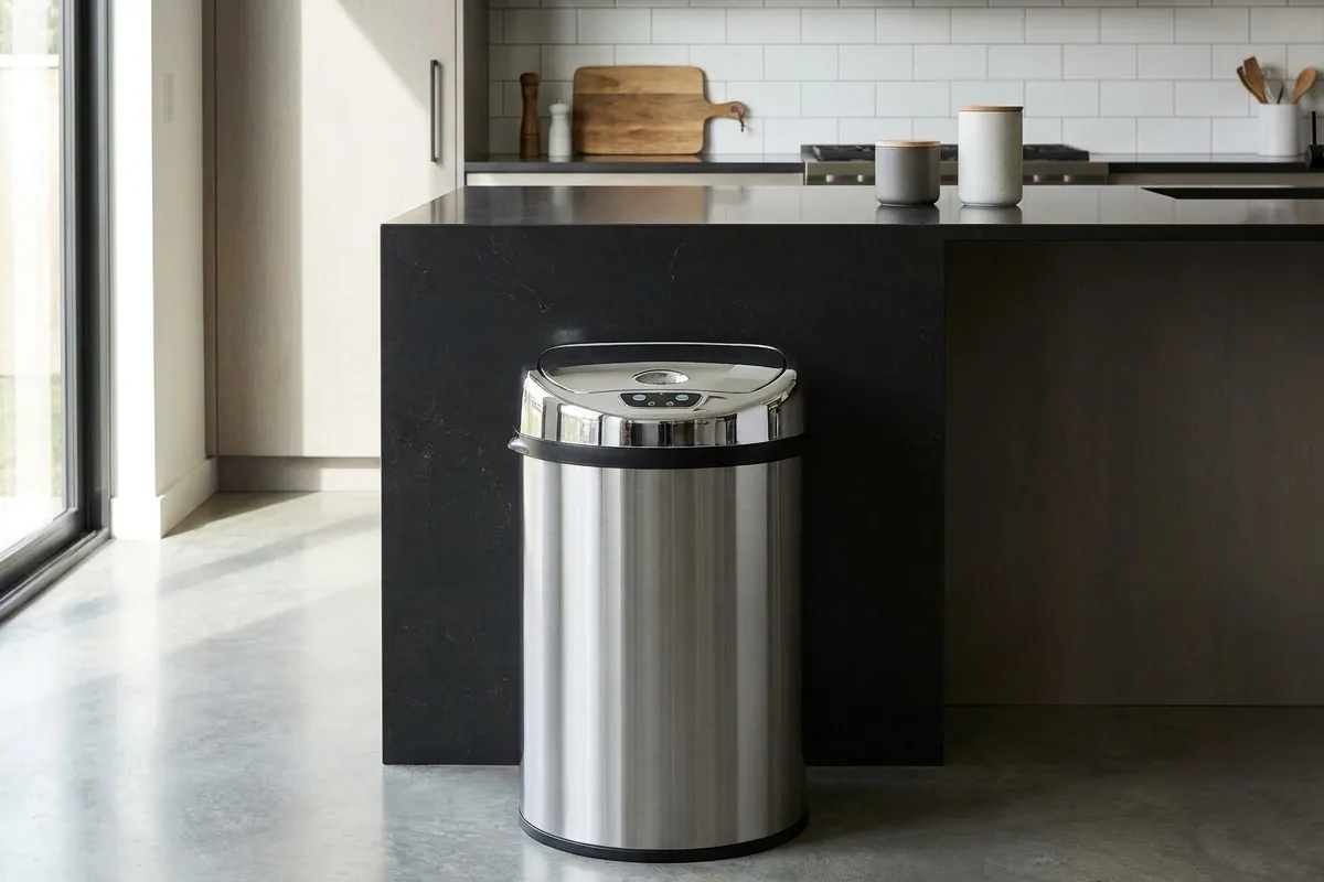 Lixeira automática Kazalinda 42 litros em ambiente contemporâneo