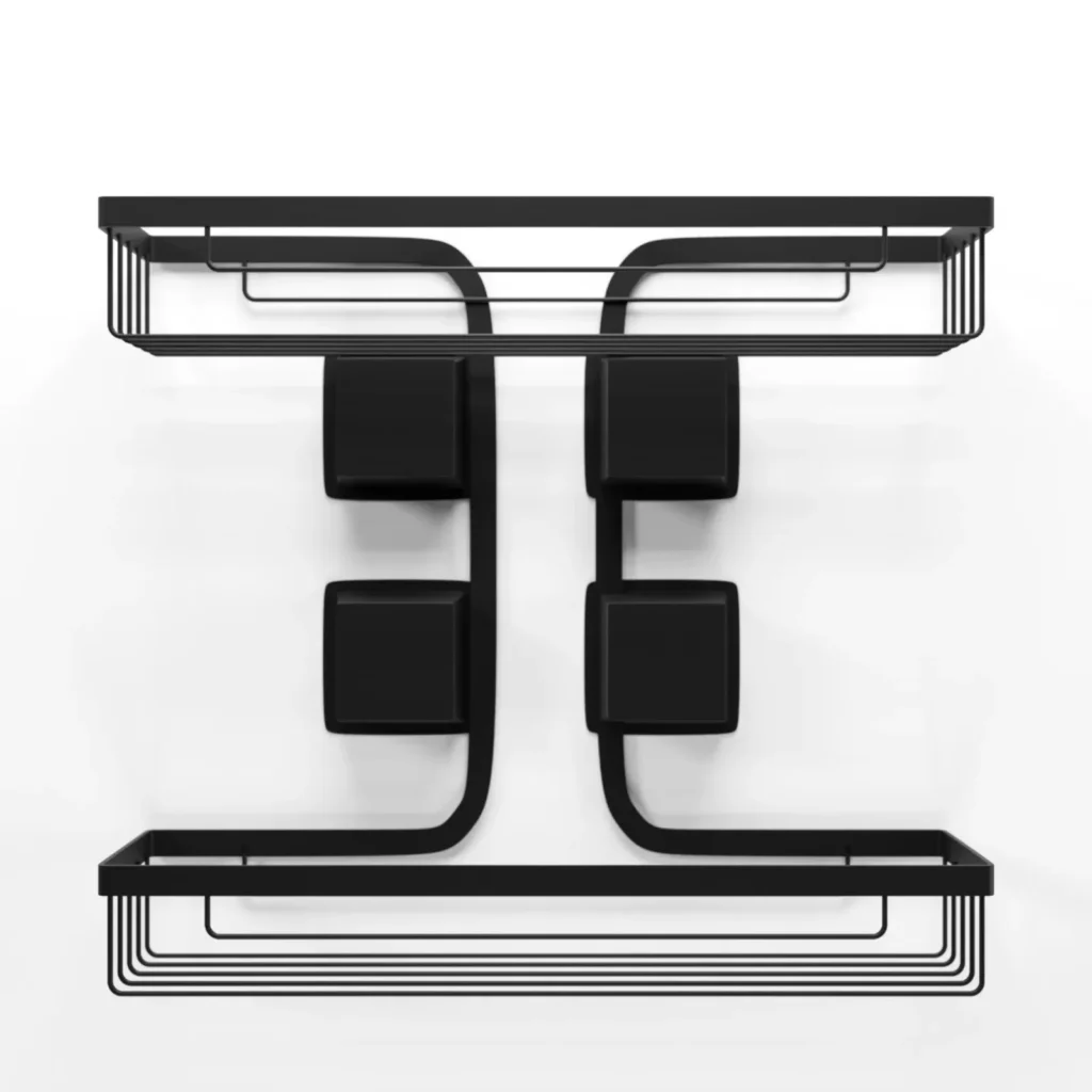 Prateleira dupla Ultra Black com ventosa retangular Arthi 2656 em fundo branco