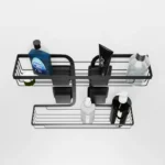 Vista superior com produtos da prateleira dupla Ultra Black ventosa retangular Arthi 2656