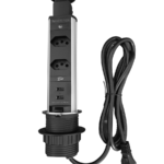 Torre De Tomada Com Tampa Inox Multplug 2 Tomadas 2 Usb