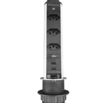 Torre De Tomada Com Tampa Inox Multplug 3 Tomadas 2 Usb
