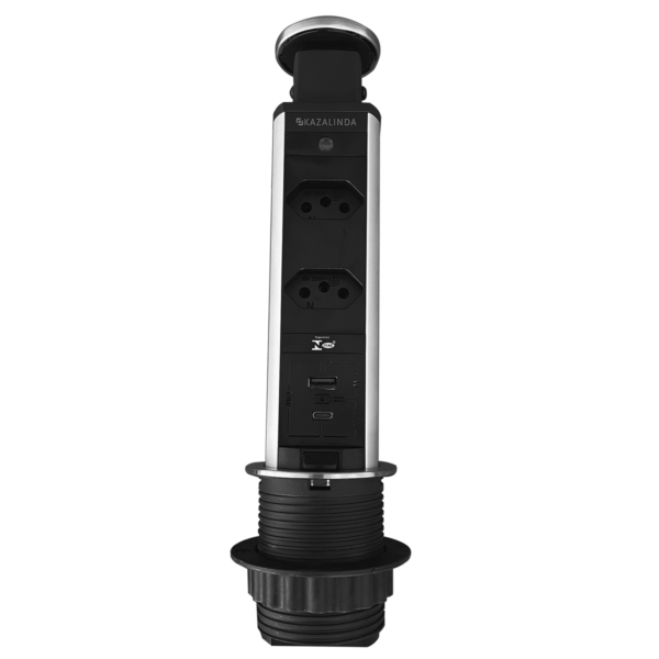 Torre De Tomada Multiplug 2 Tomadas 1 Usb E 1 Usbc Inox