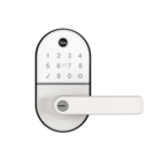 Fechadura Digital Compact Branca com Maçaneta Yale - Senha, Biometria e Cartão | Combo com Hub Yale Connect