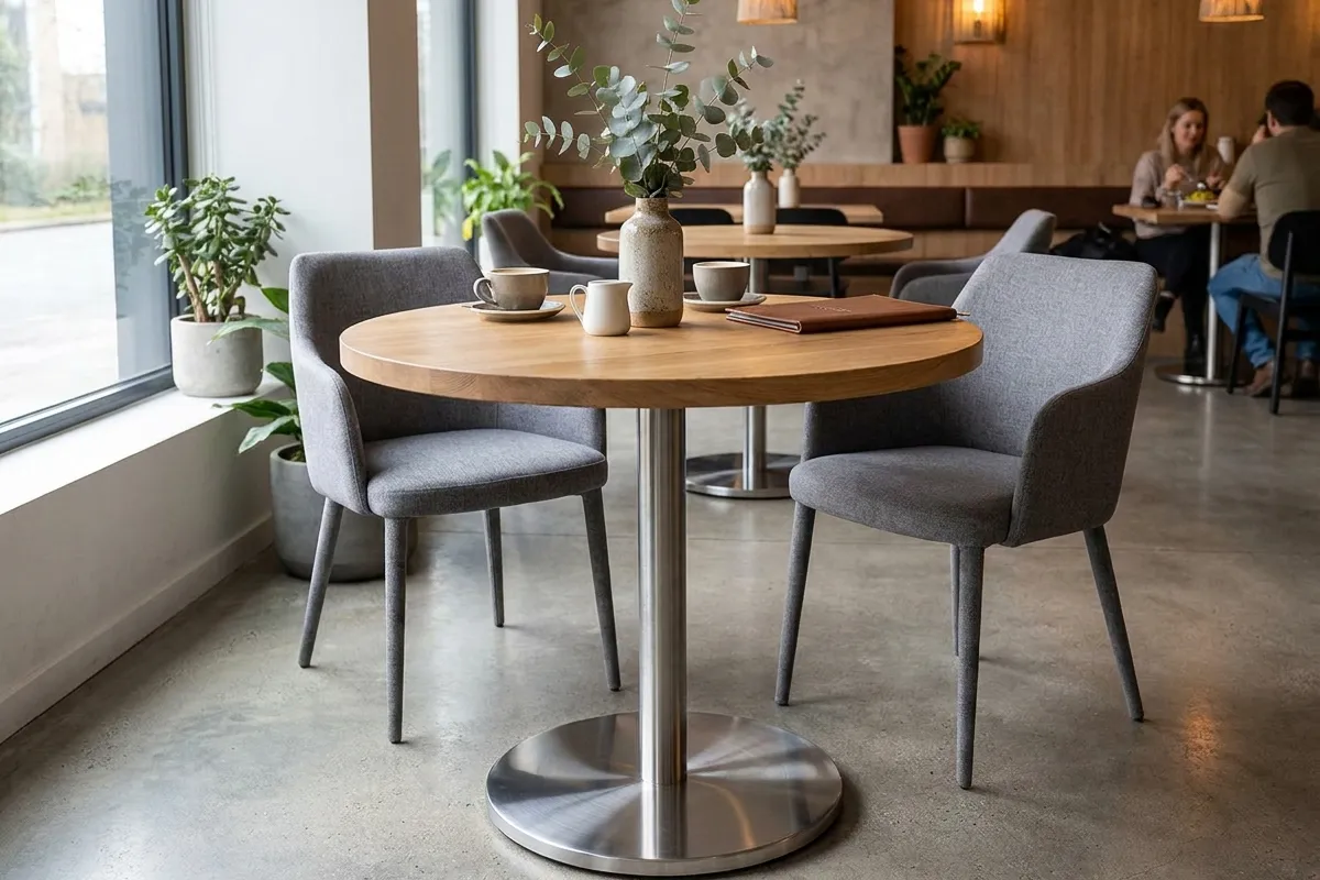 Base de mesa inox OR 2202 em ambiente contemporâneo