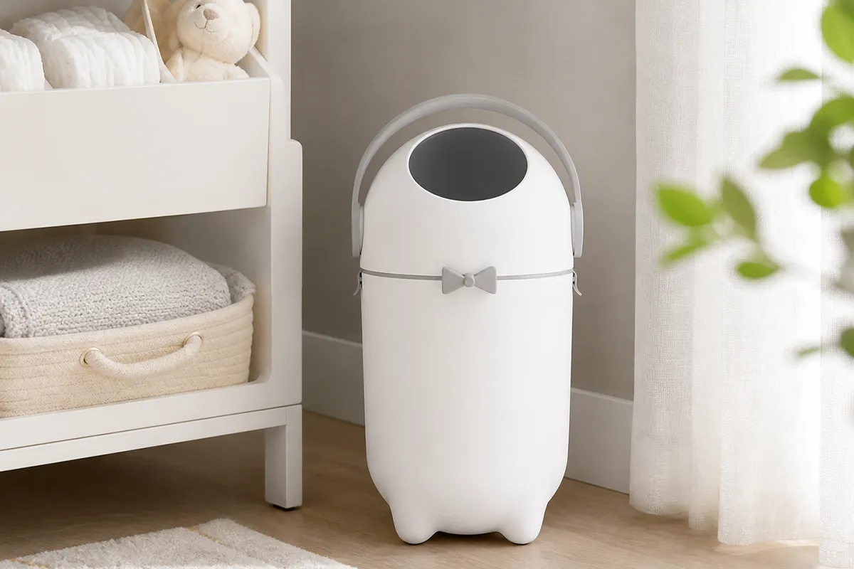 Lixeira antiodor Kazalinda 10 litros em ambiente de quarto de bebê ou pets