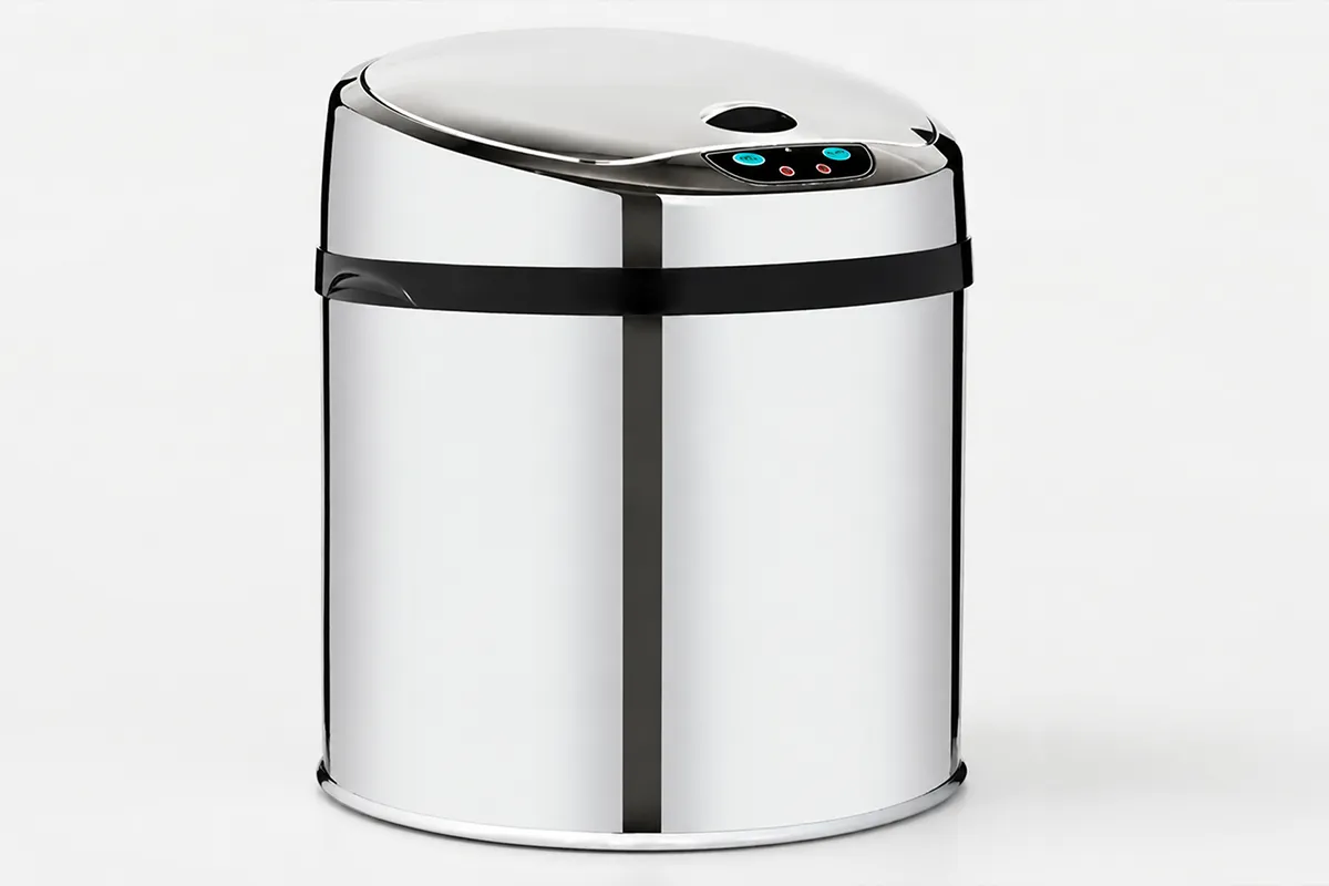 Lixeira automática premium inox 6 litros Kazalinda em fundo neutro
