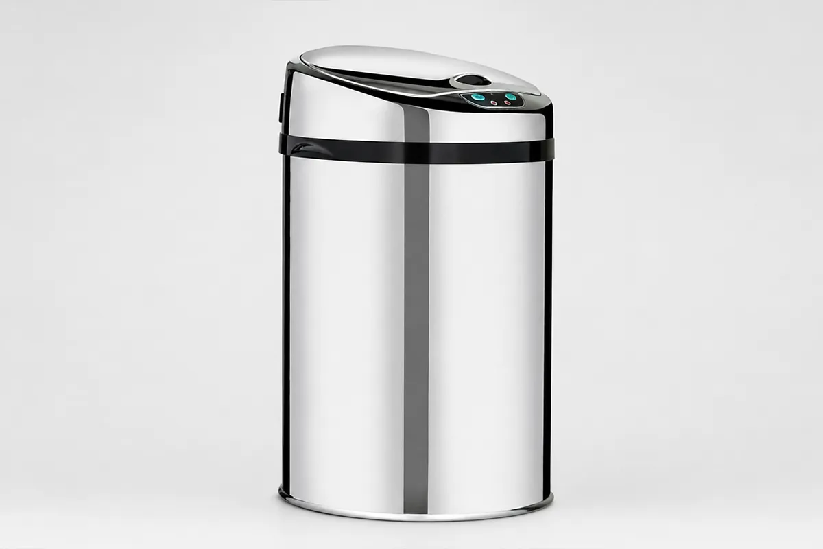 Lixeira automática premium inox 9 litros Kazalinda em fundo neutro