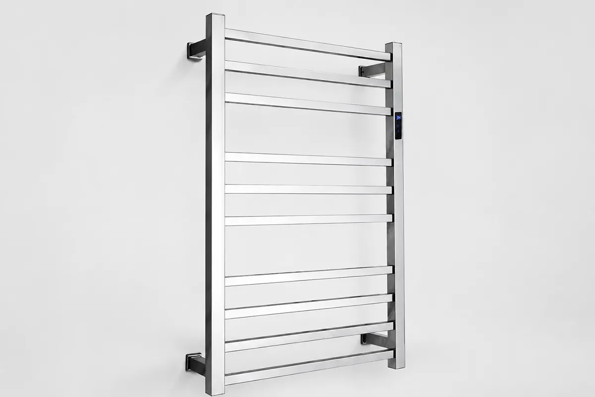Toalheiro térmico grande quadrado inox Kazalinda em fundo neutro