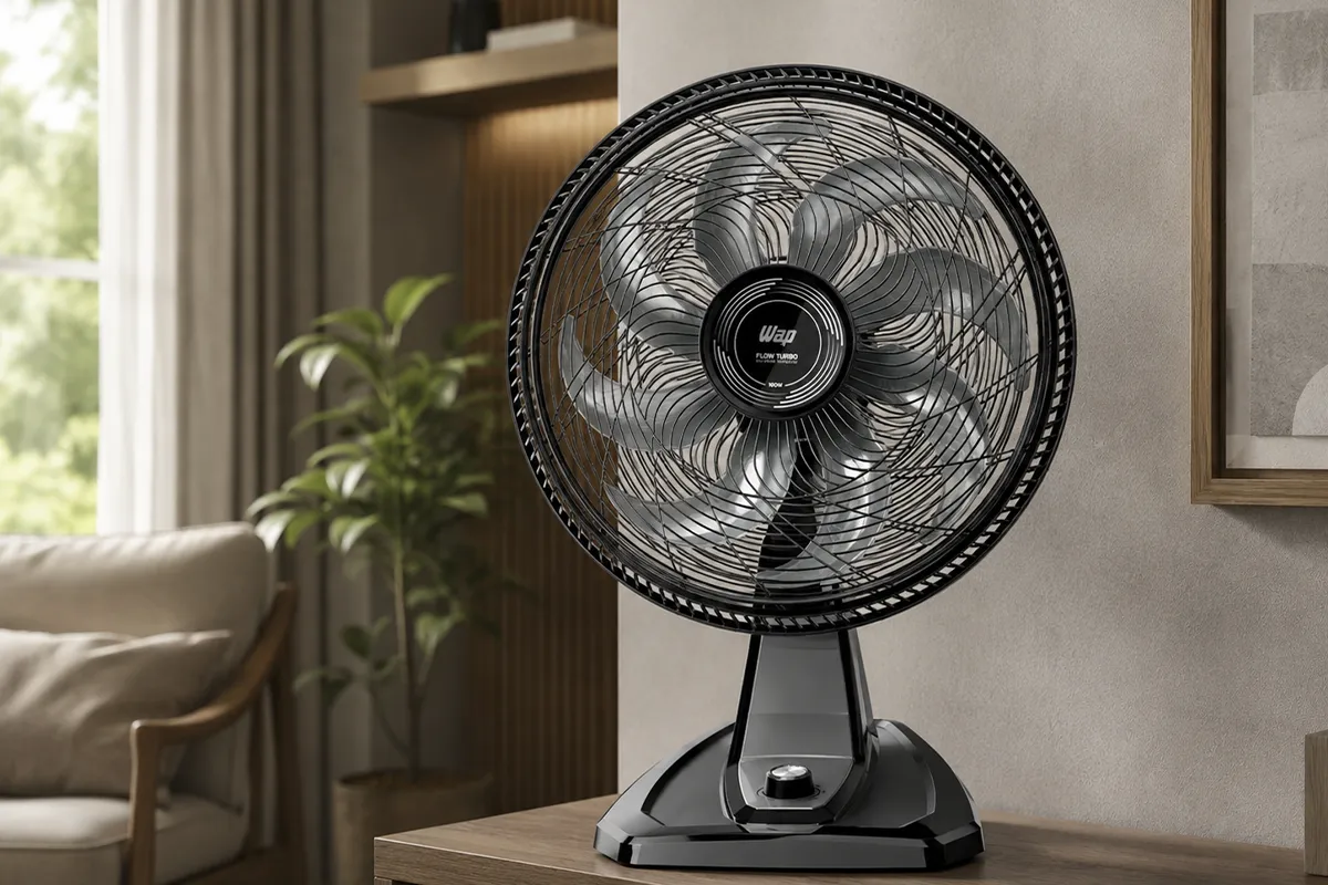 Ventilador WAP Flow Turbo 127V em ambiente interno contemporâneo