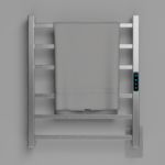 Toalheiro elétrico inox escovado Titan com 6 barras quadradas, Wi-Fi e Alexa para banheiro moderno