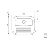 Tanque de parede Tramontina Hera Wall inox 50x40 escovado 34L com válvula 94401107
