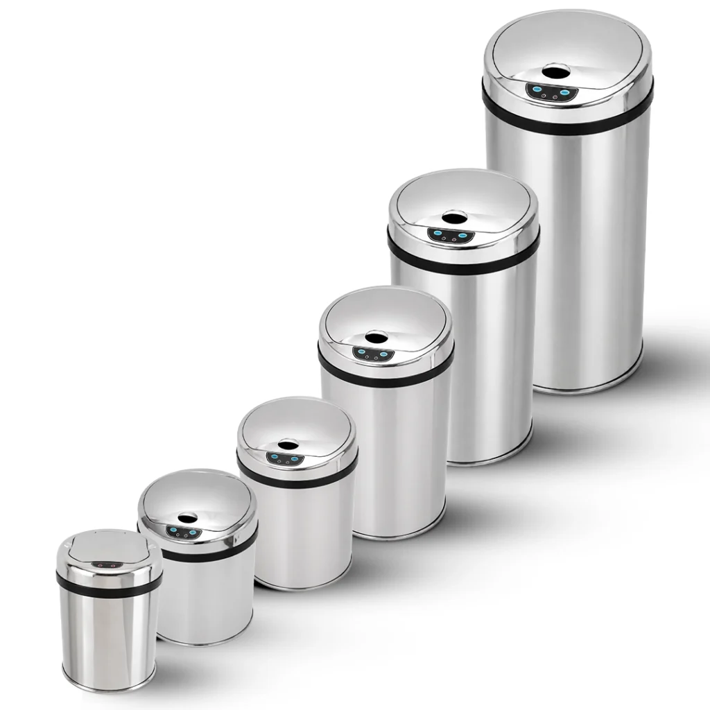 Lixeira automática inox com sensor premium Kazalinda 42 litros em aço inoxidável polido